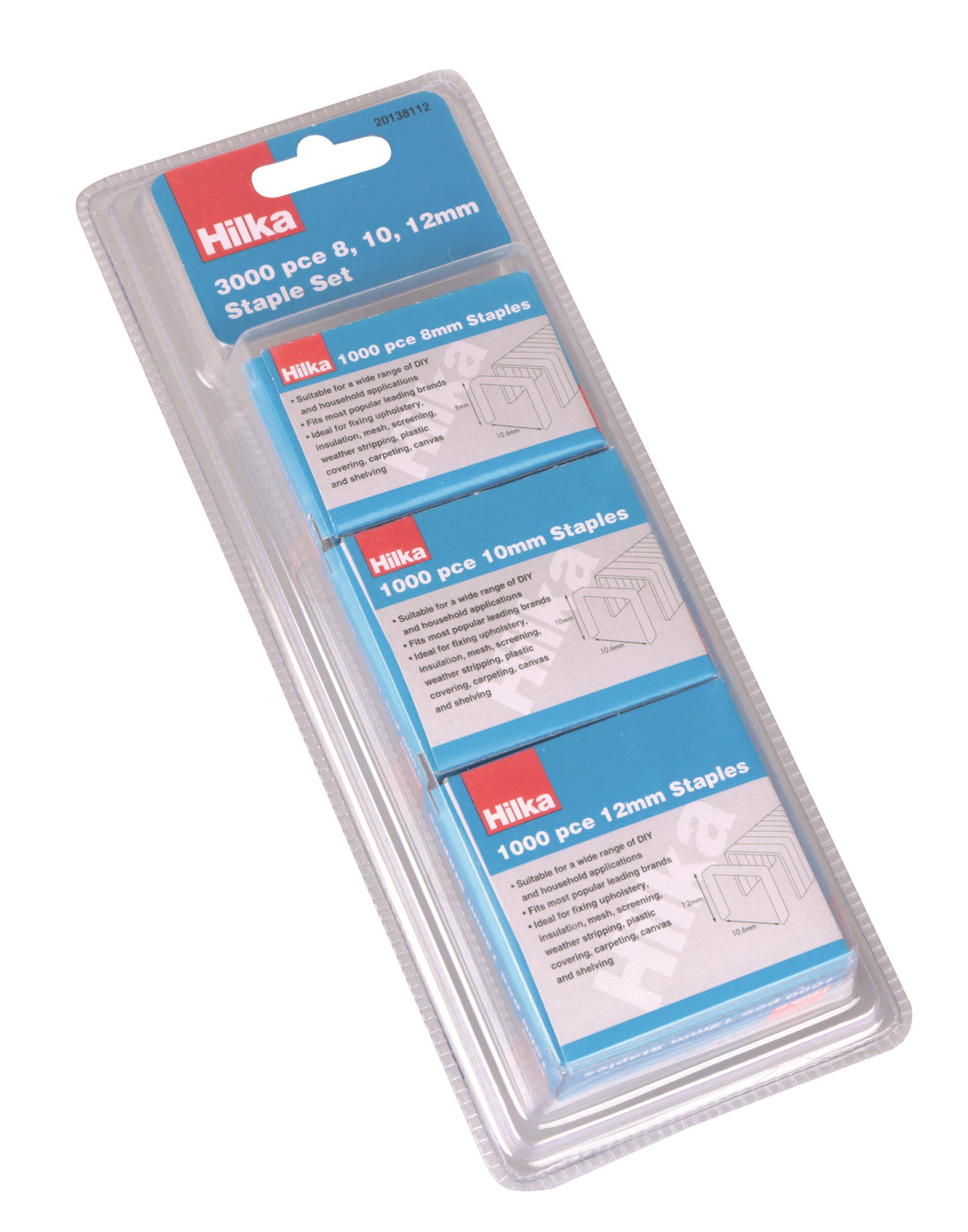 HILKA 3,000 pce 8, 10, 12mm Staple Set