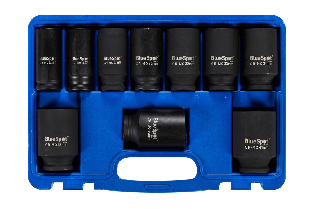 BLUE SPOT TOOLS 10 PCE 1/2" METRIC DEEP IMPACT SOCKETS 22MM-41MM - Premium Automotive from BLUE SPOT - Just £37.95! Shop now at Bargain LAB