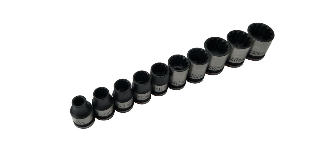 BLUE SPOT TOOLS 10 PCE 3/8" SPLINE SOCKETS (7-18MM)(9/32-23/32) - Premium Automotive from BLUE SPOT - Just £17.95! Shop now at Bargain LAB