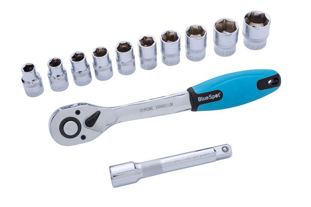 BLUE SPOT TOOLS 12 PCE 1/2" METRIC RATCHET & SOCKET SET (10-24MM) - Premium Automotive from BLUE SPOT - Just £31.95! Shop now at Bargain LAB