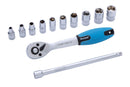 BLUE SPOT TOOLS 12 PCE 1/4" METRIC RATCHET & SOCKET SET (4-13MM) - Premium Automotive from BLUE SPOT - Just £17.99! Shop now at Bargain LAB