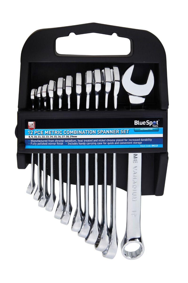 BLUE SPOT TOOLS 12 PCE METRIC COMBINATION SPANNER SET (8-19MM) - Premium Automotive from BLUE SPOT - Just £20.99! Shop now at Bargain LAB