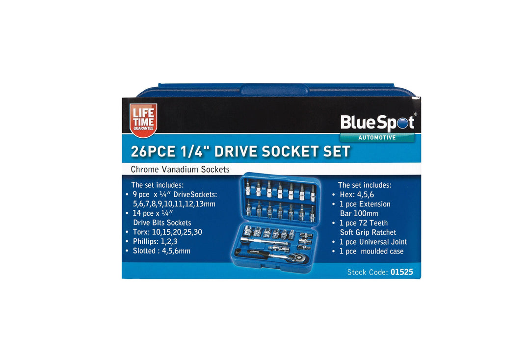 BLUE SPOT TOOLS 26 PCE 1/4" METRIC SOCKET SET (5-13MM) - Premium Automotive from BLUE SPOT - Just £21.49! Shop now at Bargain LAB