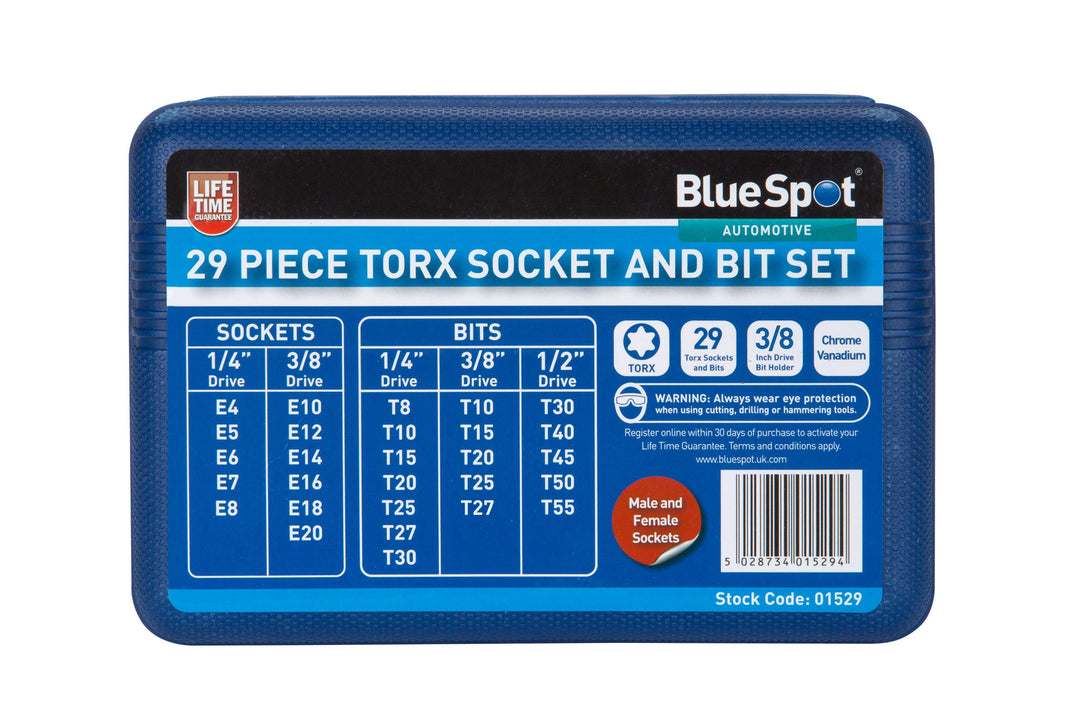 BLUE SPOT TOOLS 29 PCE TORX SOCKET & BIT SET (T10-T55) (E4-E20) - Premium Automotive from BLUE SPOT - Just £22.49! Shop now at Bargain LAB