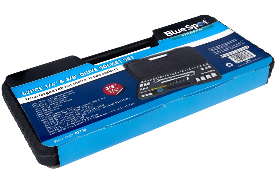 BLUE SPOT TOOLS 52 PCE 1/4" 3/8" & 1/2" SOCKET SET (4-13MM) (1/4"-13/16") - Premium Automotive from BLUE SPOT - Just £18.95! Shop now at Bargain LAB