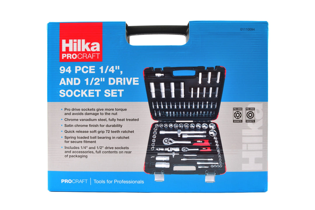 HILKA 94 pce 1/4" & 1/2" Dr Socket Set