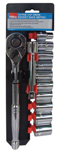 HILKA 12 pce 1/2" Dr Socket Rack Metric