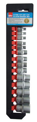 HILKA 14 pce 1/2" 3/8" 1/4" TX Star Socket Set