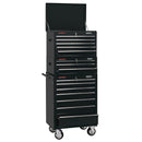DRAPER Combined Roller Cabinet and Tool Chest, 15 Drawer, 26", Black