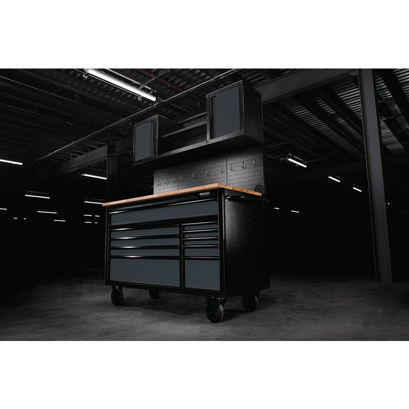 DRAPER | BUNKER® 10 Drawer Roller Workstation with Workbench, 56", Grey