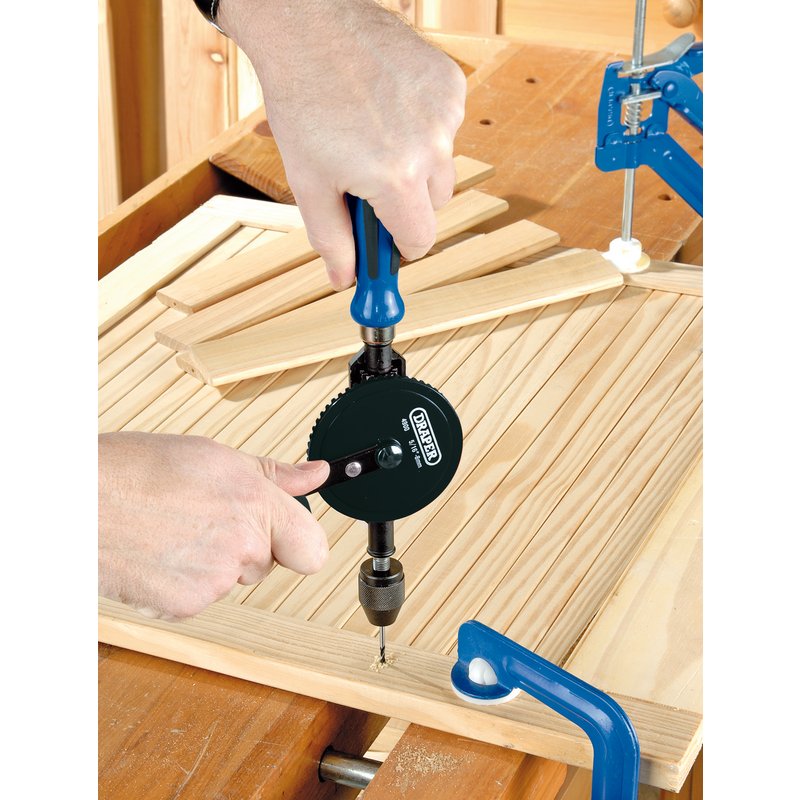 DRAPER Chuck Double Pinion Hand Drill, 8mm/5/16"