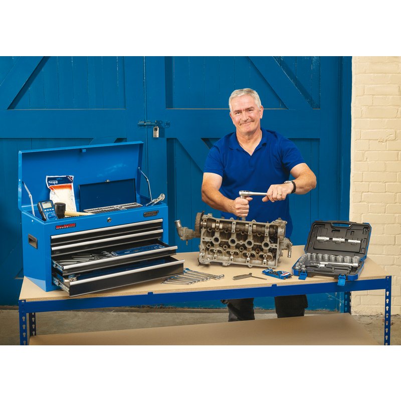 DRAPER Tool Chest, 4 Drawer, 26", Blue
