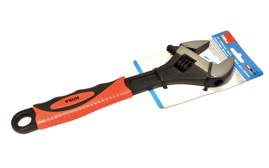 HILKA 12" (300mm) Soft Grip Wide Jaw (40mm) Adjustable Wrench