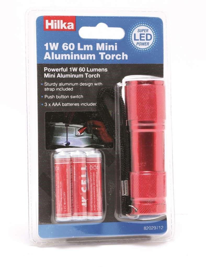 1W 60L Aluminium Mini Torch with Batts - Bargain LAB