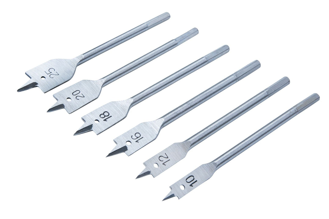 BLUE SPOT TOOLS 6 PCE FLAT WOOD BIT SET (10-25MM)