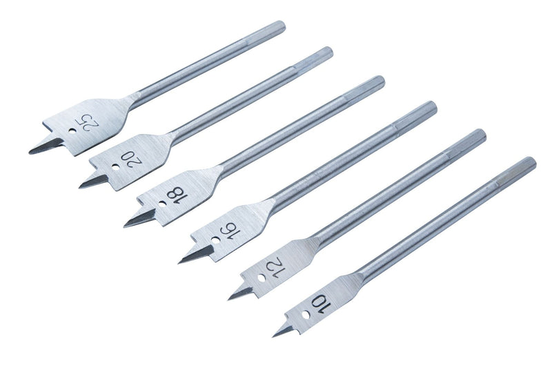 BLUE SPOT TOOLS 6 PCE FLAT WOOD BIT SET (10-25MM)