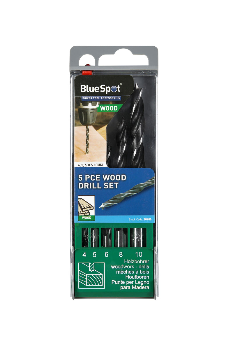 BLUE SPOT TOOLS 5 PCE WOOD DRILL SET (4-10MM)