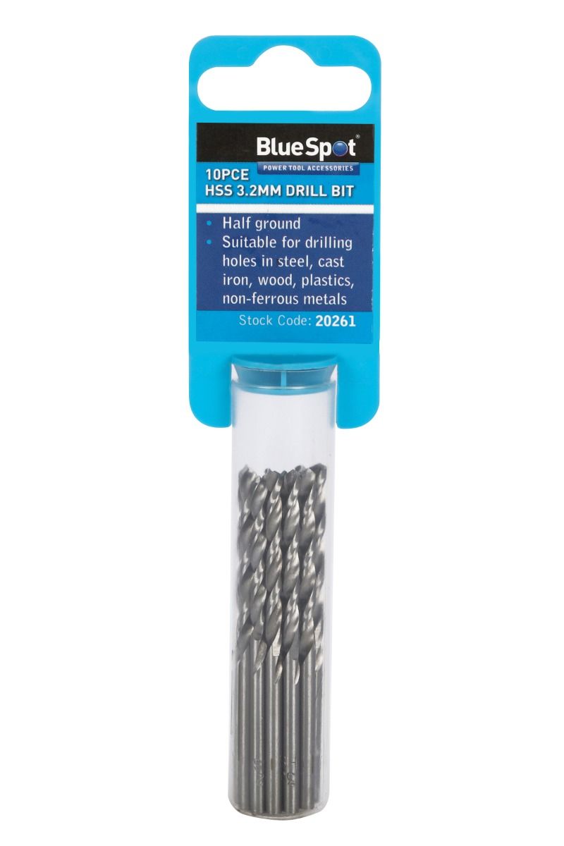 BLUE SPOT TOOLS 10 PCE 3.2MM HSS DRILL SET