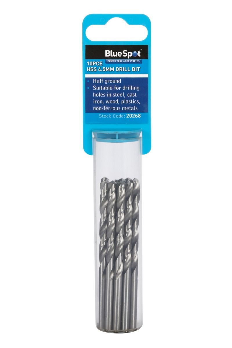 BLUE SPOT TOOLS 10 PCE 4.5MM HSS DRILL SET