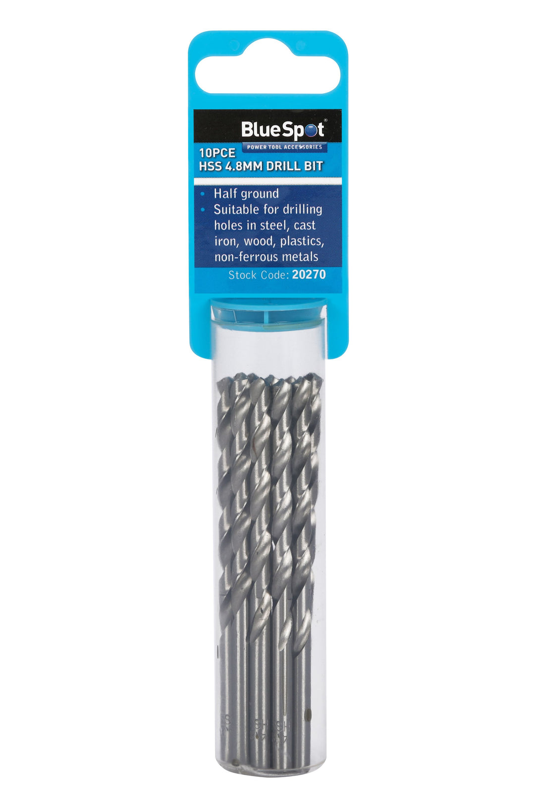 BLUE SPOT TOOLS 10 PCE 4.8MM HSS DRILL SET