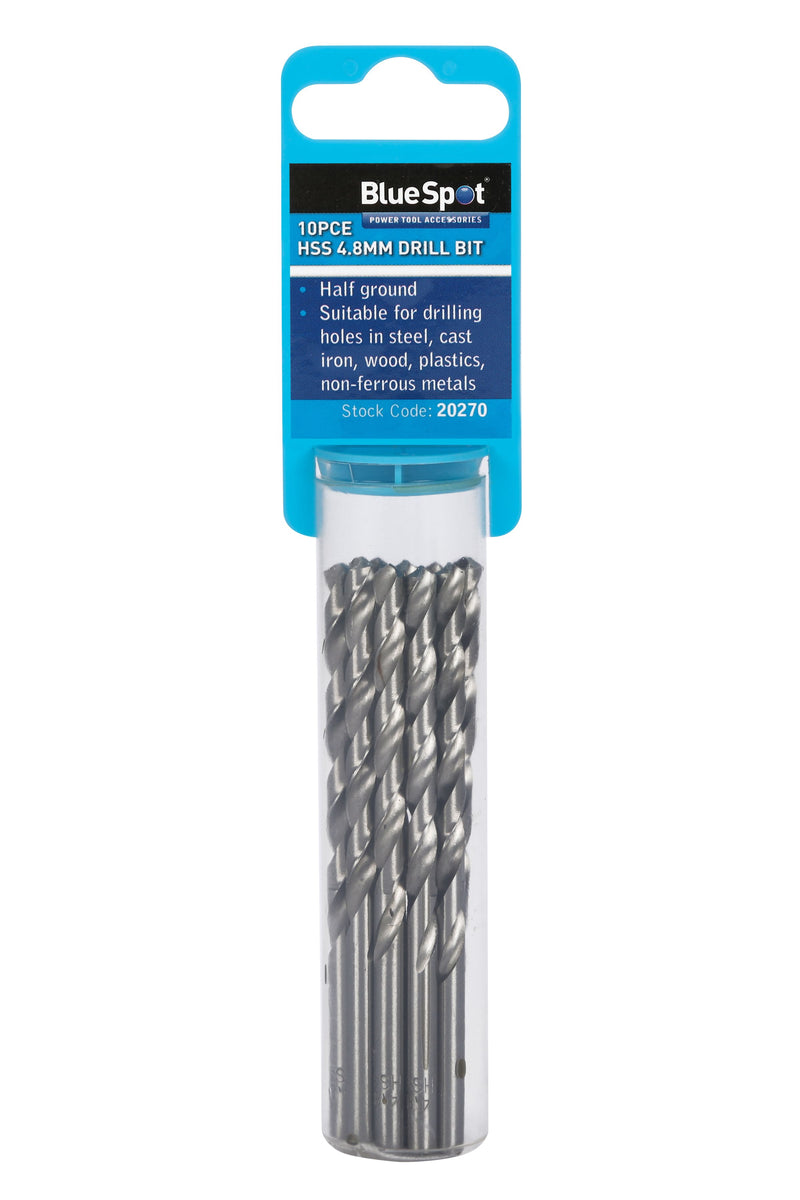 BLUE SPOT TOOLS 10 PCE 4.8MM HSS DRILL SET