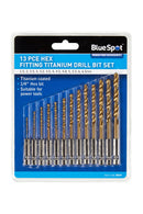 BLUE SPOT TOOLS 13 PCE HEX FITTING TITANIUM DRILL BIT SET (1.5-6.5MM)
