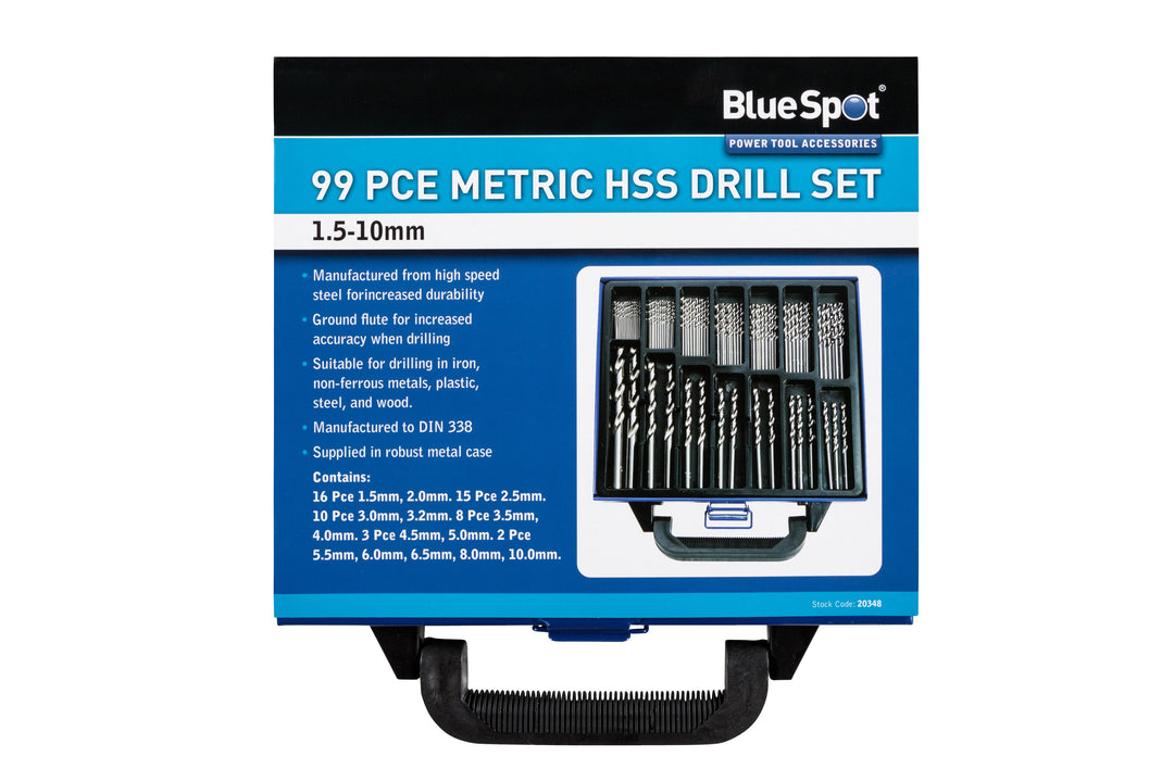 BLUE SPOT TOOLS 99 PCE HSS DRILL SET (1.5-10MM)