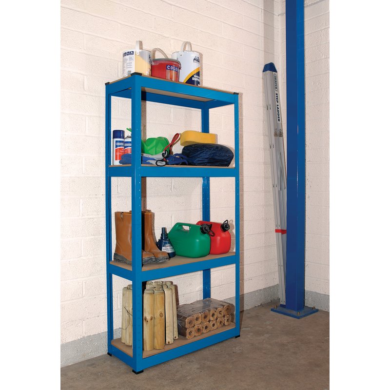 DRAPER Steel Shelving Unit, 4 Shelves, L760 x W300 x H1520mm