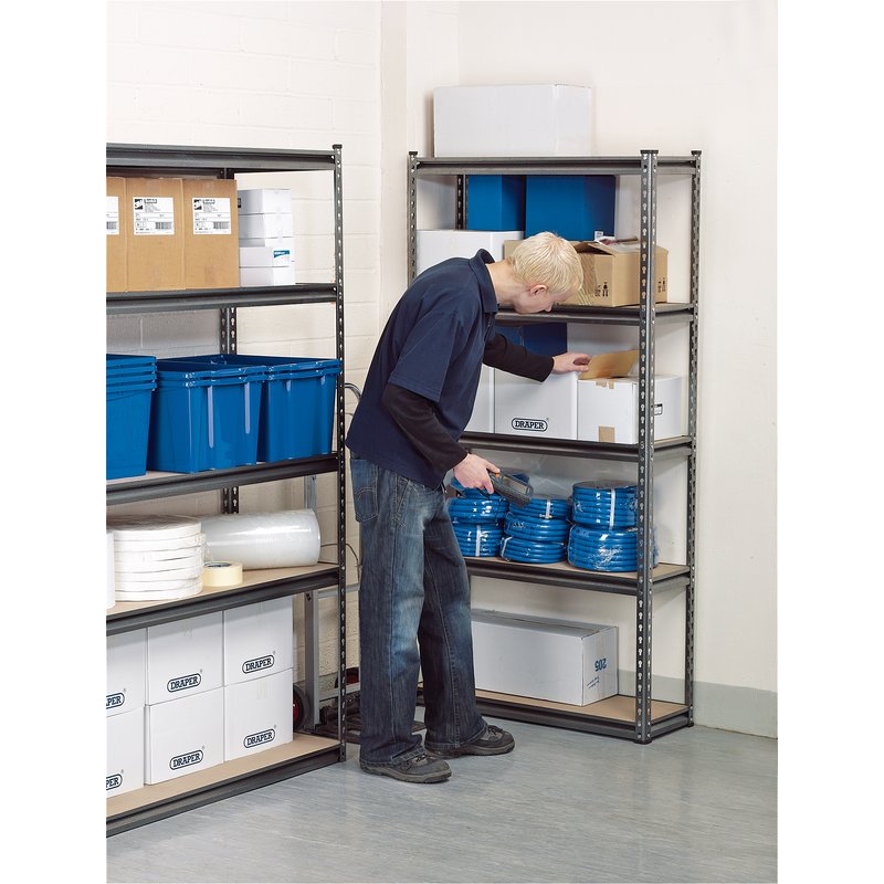 DRAPER Expert Heavy Duty Steel Shelving Unit, 5 Shelves, L920 x W305 x H1830mm