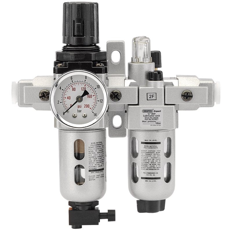 DRAPER 1/4" BSP Combined Filter/Regulator/Lubricator Unit (FRL)
