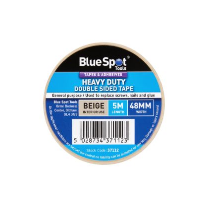 BLUE SPOT TOOLS 48MM X 5M HEAVY DUTY BEIGE DOUBLE SIDED TAPE