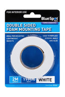 BLUE SPOT TOOLS 19MM X 2M WHITE DOUBLE SIDED FOAM MOUNTING TAPE