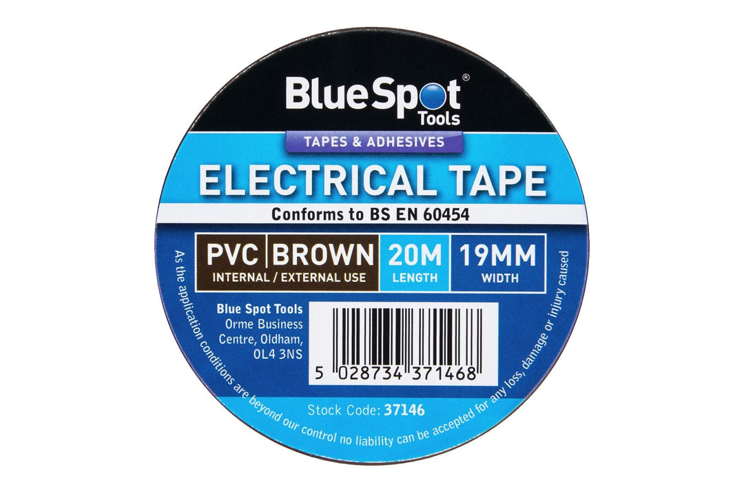 BLUE SPOT TOOLS 20M BROWN PVC ELECTRICAL TAPE