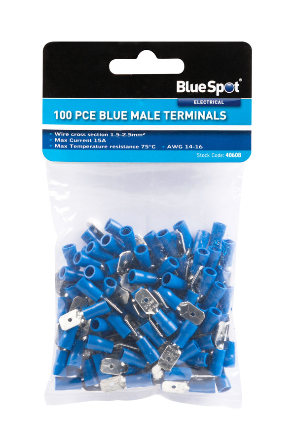 BLUE SPOT TOOLS 100 PCE BLUE MALE TERMINALS