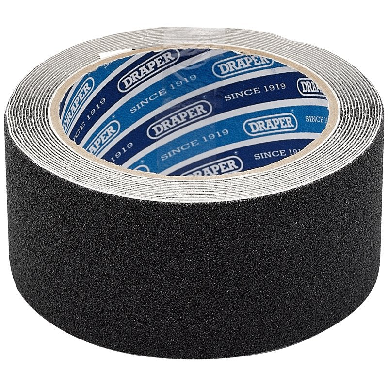 DRAPER Heavy Duty Safety Grip Tape Roll, 3.7m x 50mm, Black