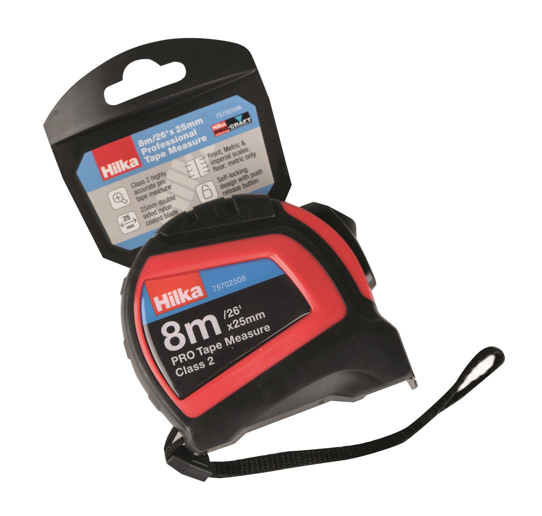 HILKA 8m/26ft x 25mm Professional Tape Measure
