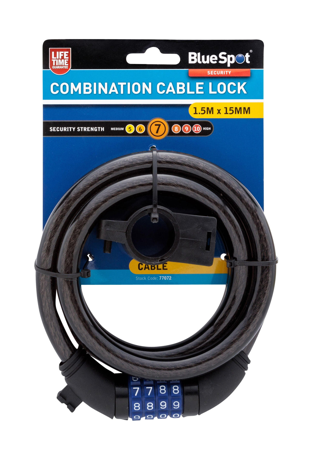 BLUE SPOT TOOLS 1.5M X 15MM COMBINATION CABLE LOCK - Premium Security from BLUE SPOT - Just £11.99! Shop now at Bargain LAB