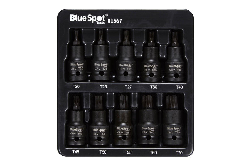 BLUE SPOT TOOLS 10 PCE 1/2" IMPACT TORX BIT SOCKETS (T20-T70) - Premium Automotive from BLUE SPOT - Just £20.99! Shop now at Bargain LAB