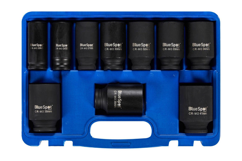 BLUE SPOT TOOLS 10 PCE 1/2" METRIC DEEP IMPACT SOCKETS 22MM-41MM - Premium Automotive from BLUE SPOT - Just £37.95! Shop now at Bargain LAB