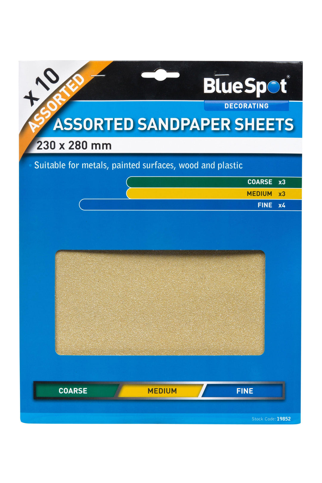 BLUE SPOT TOOLS 10 PCE ASSORTED SANDPAPER SHEETS - Premium Abrasives from BLUE SPOT - Just £4.98! Shop now at Bargain LAB