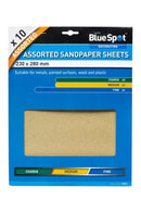 BLUE SPOT TOOLS 10 PCE ASSORTED SANDPAPER SHEETS - Premium Abrasives from BLUE SPOT - Just £4.98! Shop now at Bargain LAB