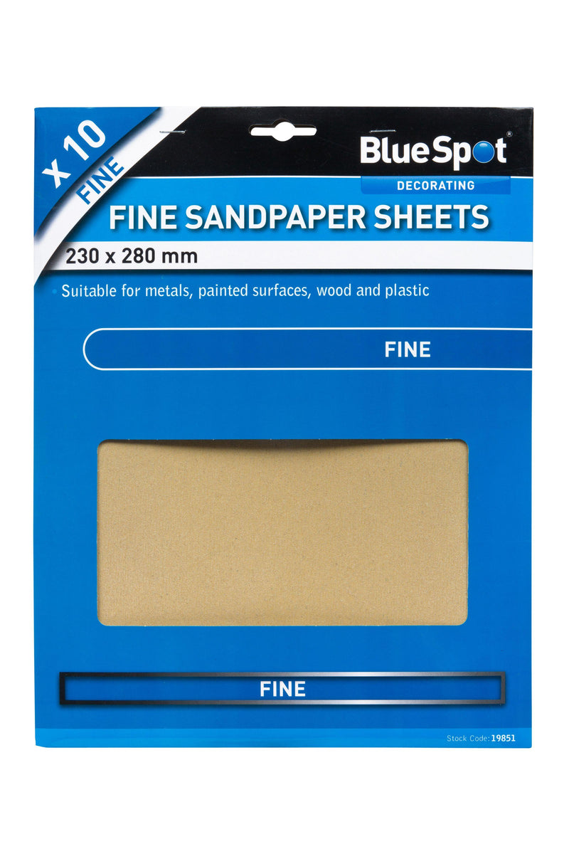 BLUE SPOT TOOLS 10 PCE FINE SANDPAPERS - Premium Abrasives from BLUE SPOT - Just £4.99! Shop now at Bargain LAB