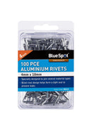 BLUE SPOT TOOLS 100 PCE 4MM X 10MM ALUMINIUM RIVETS - Premium Engineering and Metalwork from BLUE SPOT - Just £5.44! Shop now at Bargain LAB