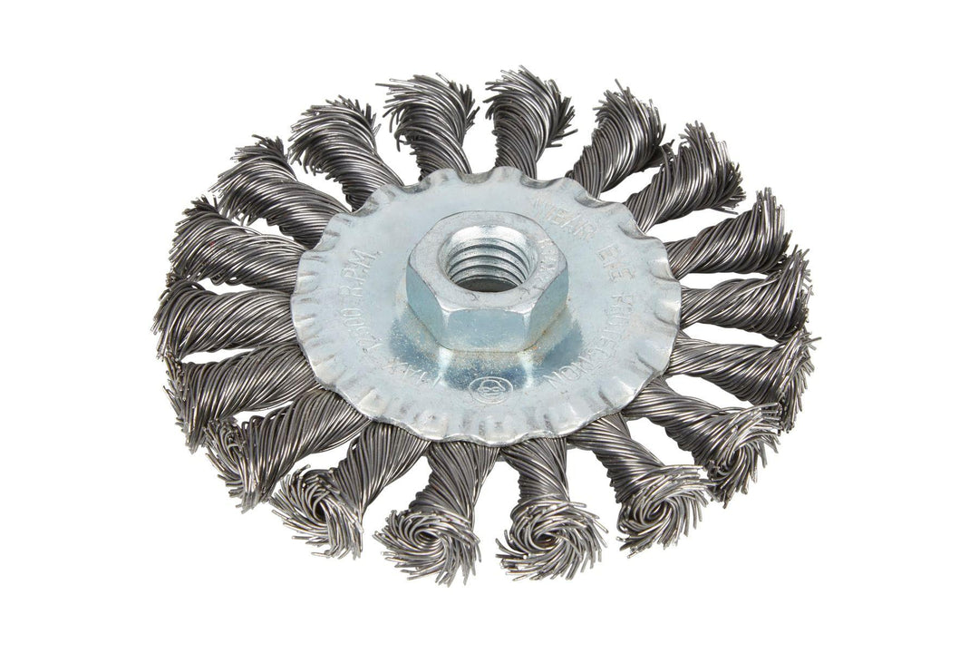 BLUE SPOT TOOLS 100MM (4") M14 X 2 FLAT TWIST KNOT WIRE WHEEL BRUSH - Bargain LAB