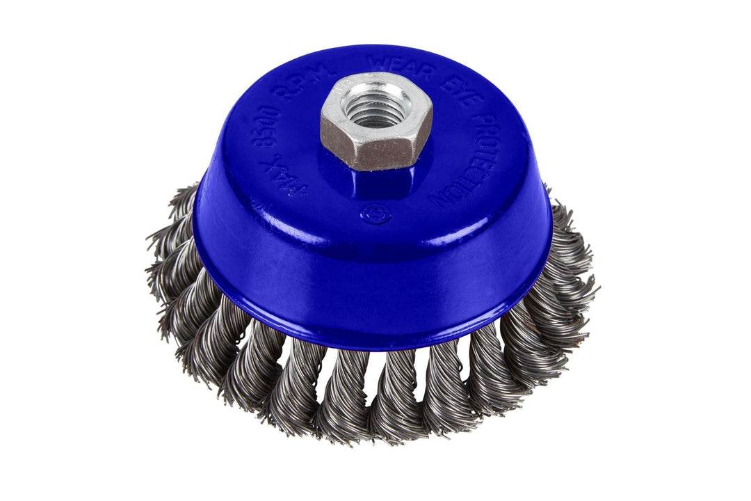BLUE SPOT TOOLS 100MM (4") M14 X 2 TWIST KNOT WIRE CUP BRUSH - Bargain LAB