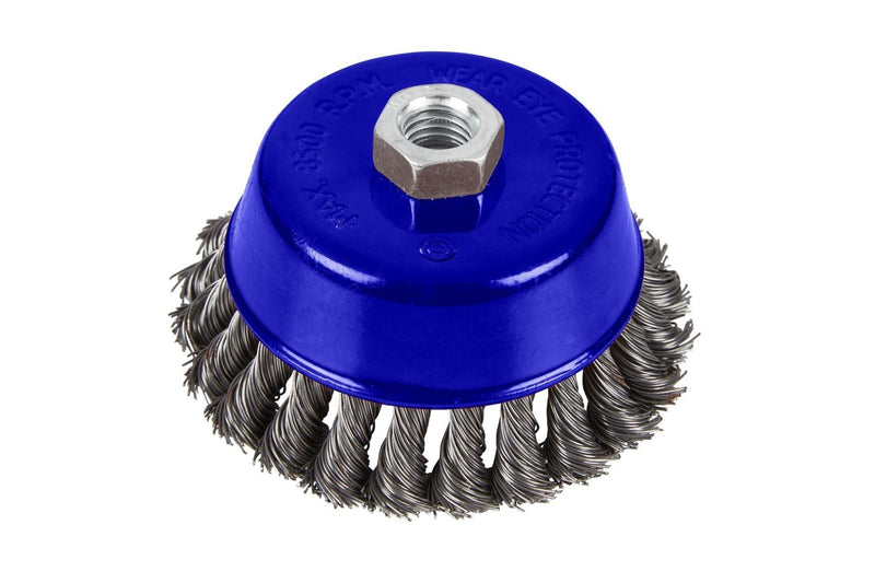 BLUE SPOT TOOLS 100MM (4") M14 X 2 TWIST KNOT WIRE CUP BRUSH - Bargain LAB