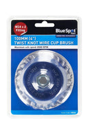 BLUE SPOT TOOLS 100MM (4") M14 X 2 TWIST KNOT WIRE CUP BRUSH - Bargain LAB