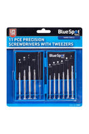 BLUE SPOT TOOLS 11 PCE PRECISION SCREWDRIVERS WITH TWEEZERS - Premium Hand Tools from BLUE SPOT - Just £6.35! Shop now at Bargain LAB