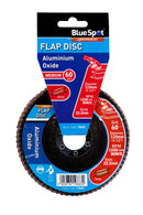 BLUE SPOT TOOLS 115MM (4.5") 60 GRIT ALUMINIUM OXIDE FLAP DISC (HEADER CARD) - Bargain LAB