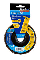 BLUE SPOT TOOLS 115MM (4.5") 80 GRIT ALUMINIUM OXIDE FLAP DISC (HEADER CARD) - Bargain LAB